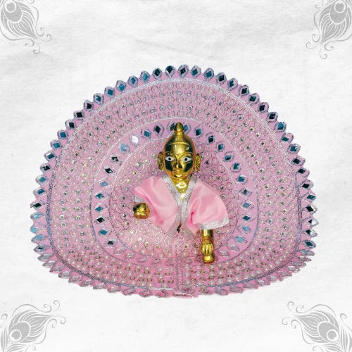 Graceful Light Pink Mirror Work Poshak for Thakur Ji Size-6