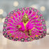 Laddu Gopal Fancy Designer Poshak – Pink Peacock Style Dress with Colorful Stone and Golden Lace Work Size-6