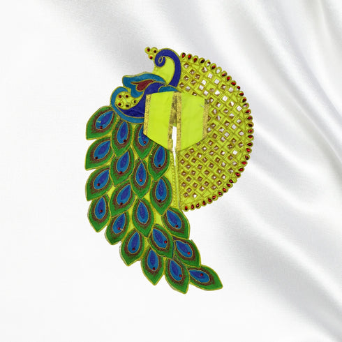 Laddu Gopal Peacock Feather Designer Dress – Green Edition (Handcrafted Poshak) Size-6