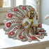 Laddu Gopal Fancy Designer Poshak – White and Red Floral Peacock Style Dress with Pearl and Stone Work Size-6