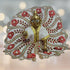 Laddu Gopal Fancy Designer Poshak – White and Red Floral Peacock Style Dress with Pearl and Stone Work Size-6