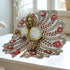 Laddu Gopal Fancy Designer Poshak – White and Red Floral Peacock Style Dress with Pearl and Stone Work Size-6