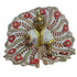Laddu Gopal Fancy Designer Poshak – White and Red Floral Peacock Style Dress with Pearl and Stone Work Size-6
