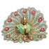 Laddu Gopal Fancy Designer Poshak – Mint Green Floral Peacock Style Dress with Red Flower and Pearl Work Size-6