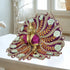 Laddu Gopal Fancy Designer Poshak – Purple Peacock Style Dress with White Flower and Golden Stone Work Size-6