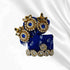 Elegant Blue-White Kanha outfit with pearl and stone work decorated turban and mala for Bal Gopal Ji Size-3