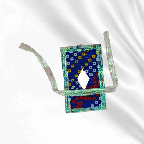 Elegant Blue-White Kanha outfit with pearl and stone work decorated turban and mala for Bal Gopal Ji Size-3