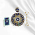 Elegant Blue-White Kanha outfit with pearl and stone work decorated turban and mala for Bal Gopal Ji Size-3