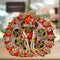 Elegant Orange Kanha outfit with pearl and stone work decorated turban and mala for Bal Gopal Ji Size-3