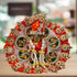 Elegant Orange Kanha outfit with pearl and stone work decorated turban and mala for Bal Gopal Ji Size-3