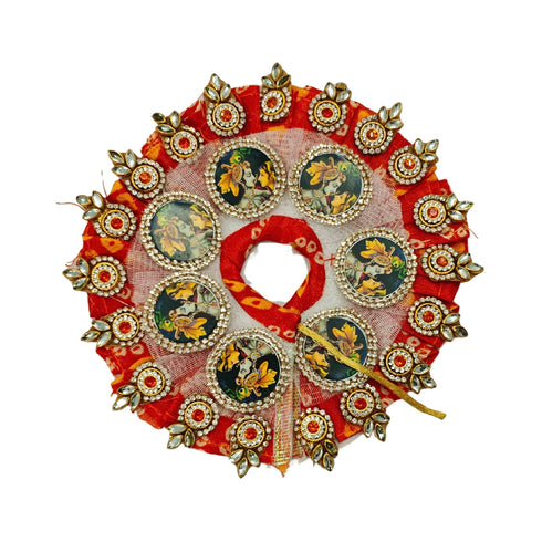 Heavy Orange Dress with Mala & Stone Pagdi for a Majestic Look for Bal Gopal Ji Size-3