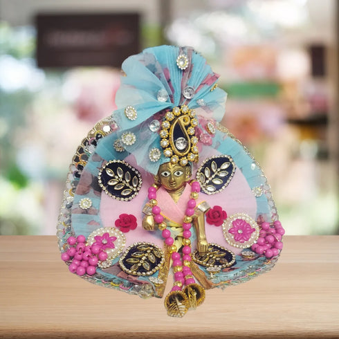 Elegant Sky Blue & Pink Stylish Dress for Laddu Gopal Ji Size-3