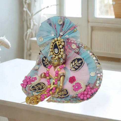 Elegant Sky Blue & Pink Stylish Dress for Laddu Gopal Ji Size-3