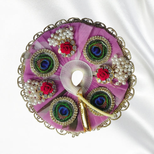 Graceful Light Purple Peacock Design Dress for Laddu Gopal Ji Size-3