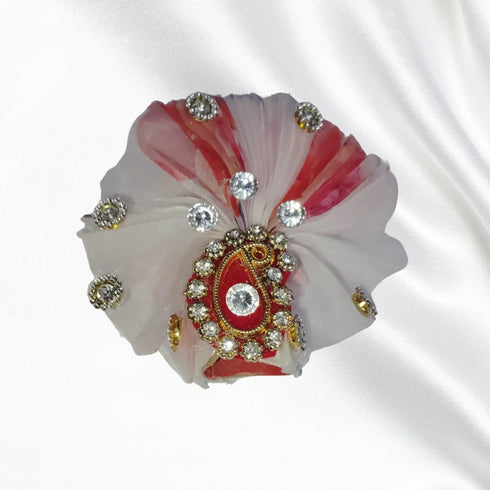 Shaurya Creations Radiant Red Dress with Elegant Floral Work for Laddu Gopal Ji Size-3