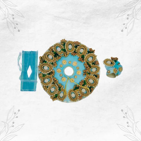 Sky Blue Poshak with Moti Work and Pagdi- Size-4