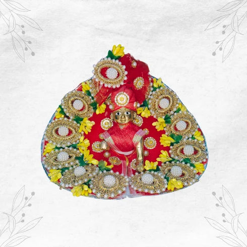Vibrant Red Outfit with Traditional Pagdi for Bal Gopal Size-4