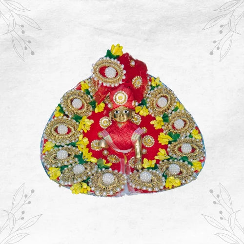 Vibrant Red Outfit with Traditional Pagdi for Bal Gopal Size-4