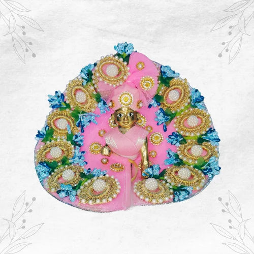 Elegant Pink Dress with Moti Embellishments for Laddu Gopal Ji Size-4