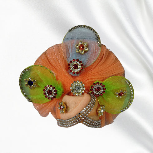 Peach and Blue Fancy Dress with Pagdi for Laddu Gopal Size-4