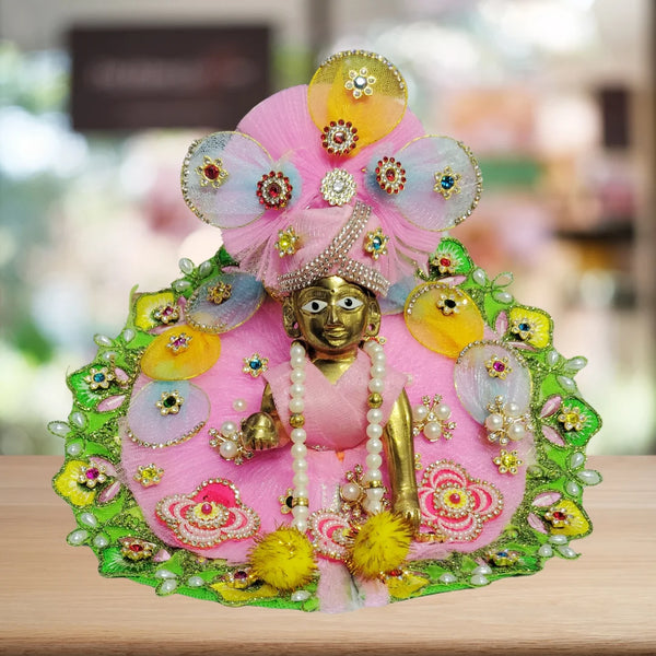 Divine Elegance in Pink – A Beautifully Adorned Idol Size-4