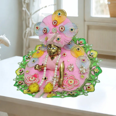 Divine Elegance in Pink – A Beautifully Adorned Idol Size-4