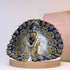 Elegant Blue-White Kanha outfit with pearl and stone work decorated turban and mala for Bal Gopal Ji Size-4