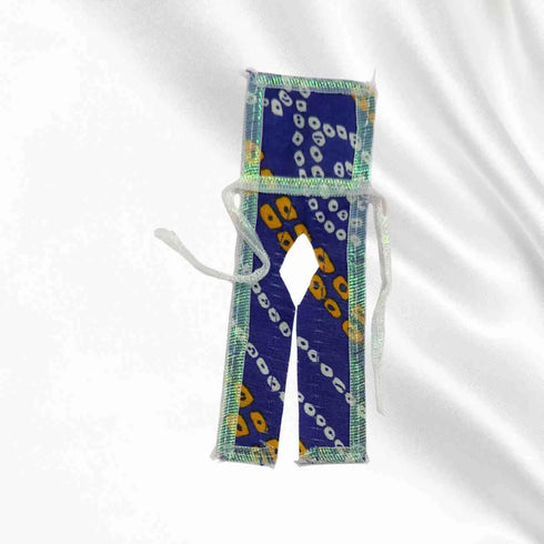 Elegant Blue-White Kanha outfit with pearl and stone work decorated turban and mala for Bal Gopal Ji Size-4
