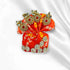 Elegant orange Kanha outfit with pearl and stone work decorated turban and mala for Bal Gopal Ji Size-4