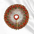 Elegant orange Kanha outfit with pearl and stone work decorated turban and mala for Bal Gopal Ji Size-4