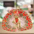 Elegant orange Kanha outfit with pearl and stone work decorated turban and mala for Bal Gopal Ji Size-4