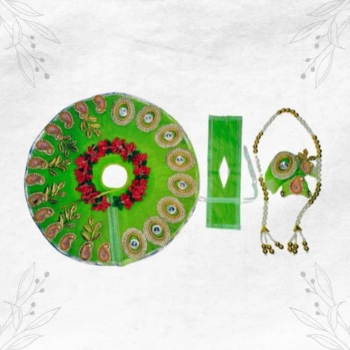 Pure Green Color Laddu Gopal JI Dress Size-5