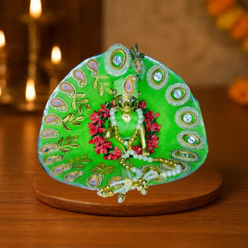 Pure Green Color Laddu Gopal JI Dress Size-5