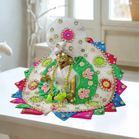 Elegant Multicolor Traditional Dress with Pagdi for Thakurji Idol Size-5