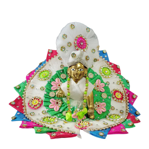 Elegant Multicolor Traditional Dress with Pagdi for Thakurji Idol Size-5
