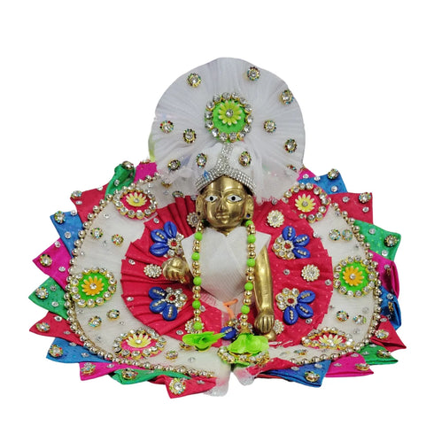 Multicolor Floral Dress with White Pagdi for Thakurji Size-5