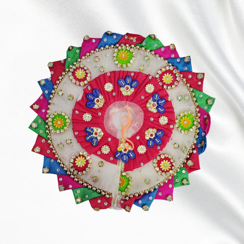 Multicolor Floral Dress with White Pagdi for Thakurji Size-5