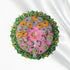 Laddu Gopal Pink Floral Heavy Dress with Green Border and Pearl Garland Size-5