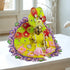 Laddu Gopal Yellow Floral Heavy Dress with Purple Border and Pearl Garland Size-5