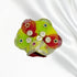Laddu Gopal Yellow Floral Heavy Dress with Purple Border and Pearl Garland Size-5