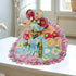 Laddu Gopal Sky Blue Floral Heavy Dress with Pink Border and Pearl Garland Size-5