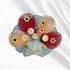 Laddu Gopal Sky Blue Floral Heavy Dress with Pink Border and Pearl Garland Size-5