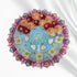 Laddu Gopal Sky Blue Floral Heavy Dress with Pink Border and Pearl Garland Size-5