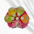 Laddu Gopal Bright Pink Floral Heavy Dress with Green Border and Pearl Garland Size-5
