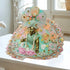 Laddu Gopal Sea Green Floral Heavy Dress with Peach Border and Pearl Garland Size-5