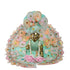 Laddu Gopal Sea Green Floral Heavy Dress with Peach Border and Pearl Garland Size-5