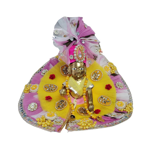 Thakur Ji Dress with Pagdi – Size 5 (Yellow & Pink Designer Outfit) Size-5