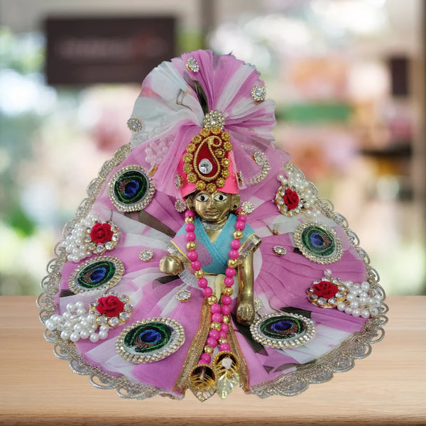 Elegant Pink & White Thakur Ji Dress with Pagdi – Size 5