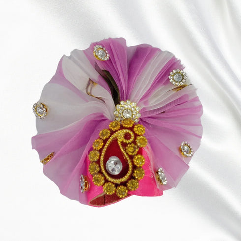 Elegant Pink & White Thakur Ji Dress with Pagdi – Size 5