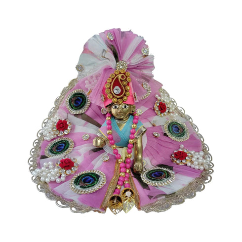 Elegant Pink & White Thakur Ji Dress with Pagdi – Size 5
